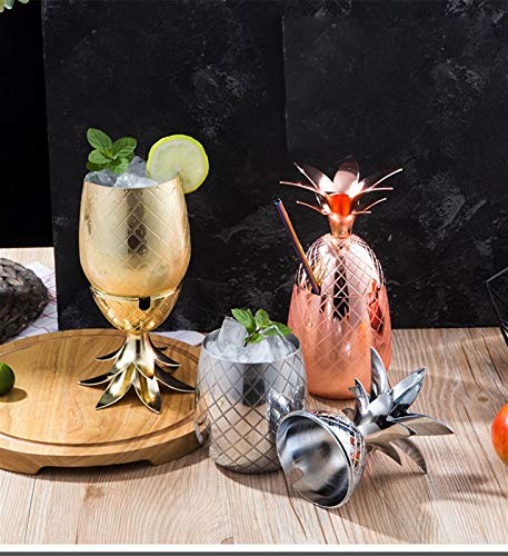 WAWAYU Kupferbecher, Pineapple Cup Edelstahl Pineapple Cup Metall Kupfer Cup kreative Persönlichkeit Modulation… – Bild 3