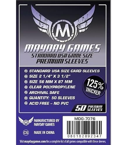Amazon.com: Mayday Games 56 x 87 mm Sleeves Standard USA Premium Card Game  : Toys & Games