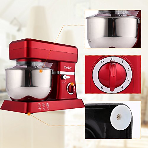 Stand Mixer, 600W Tilt-Head Kitchen Electric Food Mixer with 6-Speed Control, 5-Quart Stainless Steel Bowl, Dough Hook, Whisk, Beater, Splash Guard (red)