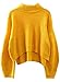 Futurino Women's Turtleneck Knitted Asymmetric Bell Sleeve Crop Jumper