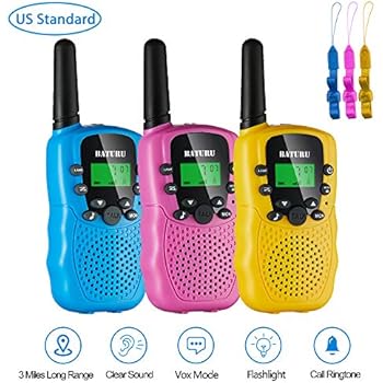 BATURU Walkie Talkies for Kids 3 Pack, 22 Channel Long Range Up to 3 Miles Kids Walkie-talkies for Age 3-12 Year Old Boys Girls Two Way Radio Toy