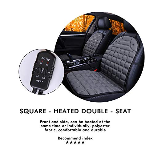 Car Heated Seat Cushion Pad, Elevin(TM) 2PCS Black Car Heated Seat Cushion Cover Auto 12V Heating Heater Warmer Pad Winter (Grey) - Thumbnail 6