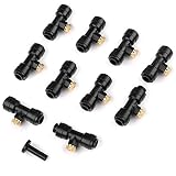 VERY100 Thread Misting Nozzle Tees 1/4" Slip-Lok with Nozzle Pack of 10, 1pc Plug for Cooling System Black