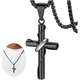 FaithHeart Stainless Steel Cross Necklace for Men, Silver/Black/Gold Cross Chains for Men Religious Amulet Necklaces Christian Gifts for Dad