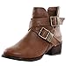 Breckelles Bronco-11 Chunky High Heel Buckle Ankle Booties Boots