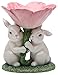 StealStreet SS-CG-20815, 5 Inch White Bunny Pair Holding Up Pink Flower Tealight Holder