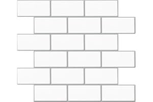 practicalWs Peel and Stick Backsplash 10-Sheet, 3D Wall Tiles for Kitchen, Bathroom Back Splashes, White with Grey Waterproof Vinyl Tile, 12"x12" Self-Adhesive Tiles