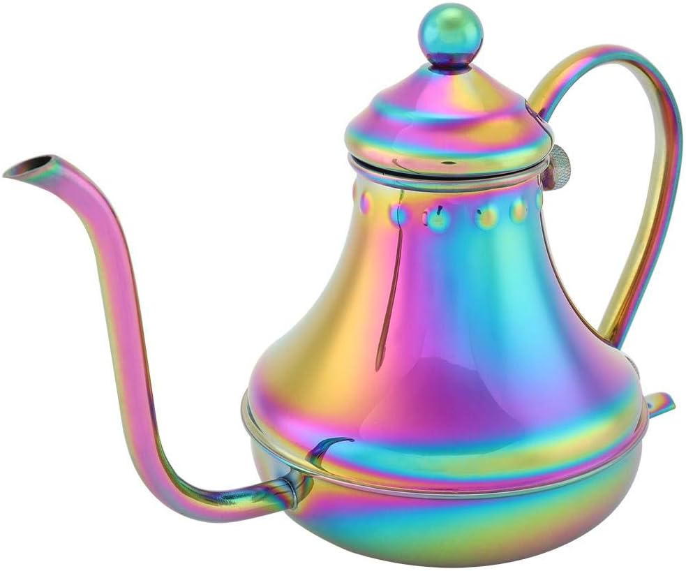 Manual Drip Coffee Maker Hand Brewed Coffee Kettle Stainless Steel Drip Filter Gooseneck Fine Mouth Pot Magic Color Coffee Pot