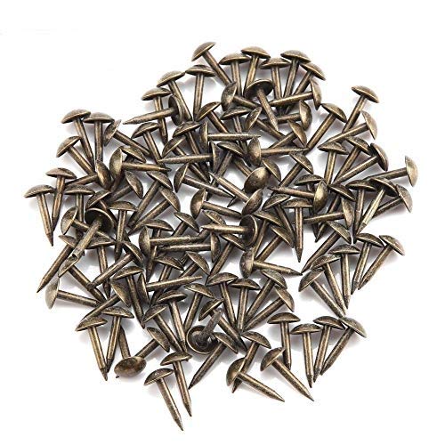 100pcs Iron Nails Thicken Iron Sturdy Staple Nails Fasteners for Furniture Drum Wooden Door Sofa Handicraft Decoration (6x12mm)
