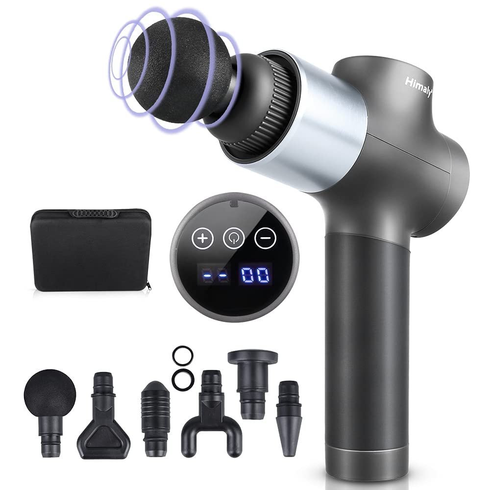 Himaly Massage Gun, Deep Tissue Massager Muscle Massage Gun with 30 Speeds 6 Heads, Powerful Percussion Massage Gun, Electric Handheld Massage Gun Deep Tissue for Body Neck Shoulder