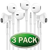 Premium Certified Headphone [3 Pack] Universal 3.5MM In-Ear In Line Noise Isolating Headset Crystal Sound Earbuds with Volume Control & Mic for Apple iPhone iPod iPad Samsung Galaxy LG HTC