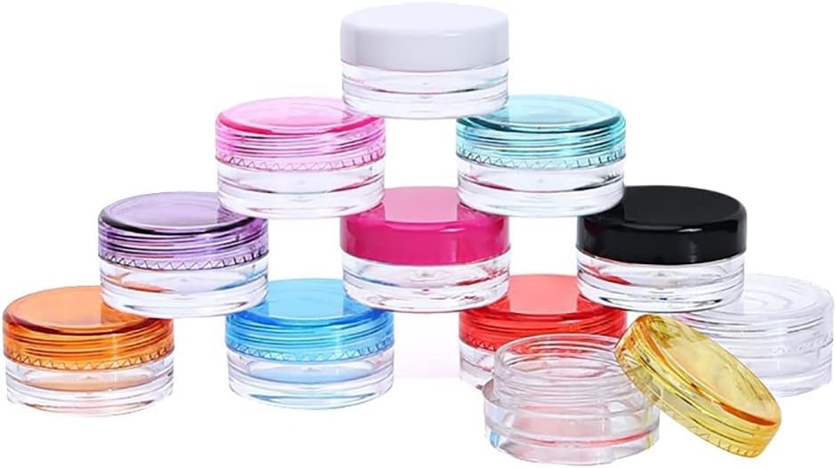 Photo 1 of 10 Pcs Multicolour Plastic Face Cream Jars Mini Lotion Containers Small Toiletries Pots Empty Refillable Makeup Container Travel Portable Cosmetic Jars for Beauty Products Refillable Containers