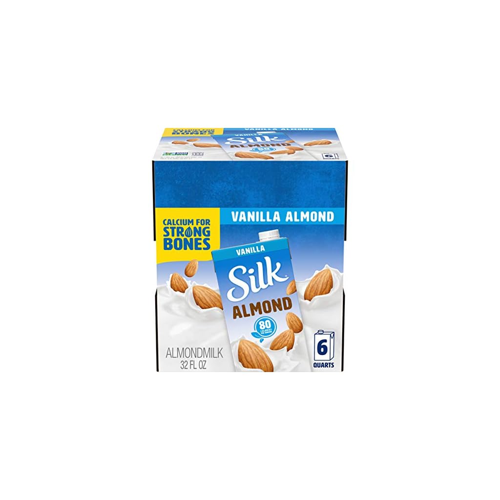 Silk Pure Almond Vanilla 32Ounce (Pack of 6), Vanilla Flavored Non