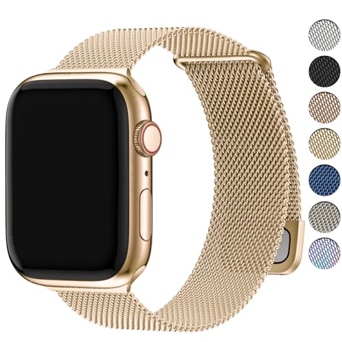 Fullmosa Compatible Apple Watch Band 42(S11/10) 41mm 40mm 38mm for Women Men Milanese Loop Stainless Steel Bracelet iWatch SE 3/2/1 Series 11 10 9 8 7 6 5 4 3 2 1 42/41/40/38mm Gold