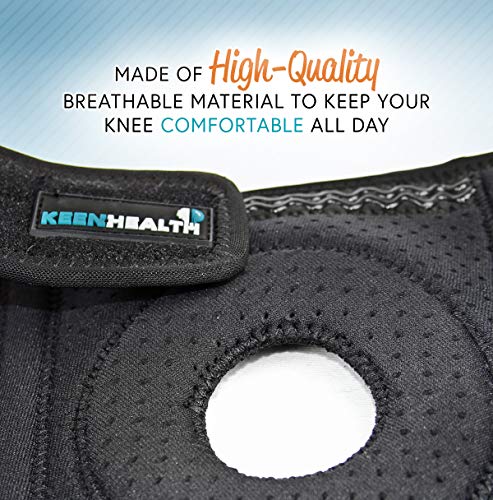 Knee Brace - Knee Brace for Men and Women - Knee Support for Injury Recovery and Knee Pain Relief - with Open Patella Design - Adjustable Straps - One Size - Keenhealth K-NB-357