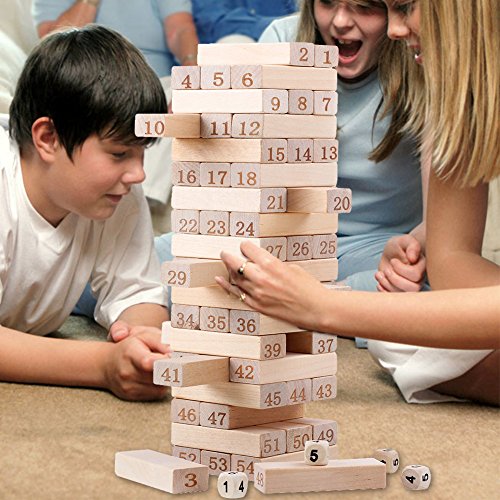 QZM Wooden Stacking Board Games Timber Tower Classic Best Family Fun Educational Games for Kids