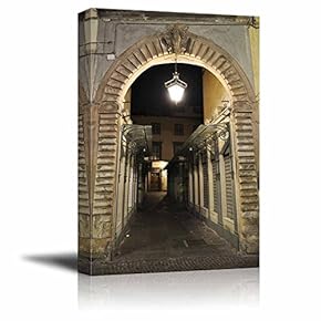 Canvas Prints Wall Art - Lucca, Tuscany, The City at Night | Modern Wall Decor/Home Decoration Stretched Gallery Canvas Wrap Giclee Print. Ready to Hang - 12" x 18"