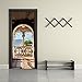 Fymural 3D Door Wallpaper Murals Wall Stickers-Portuguese Sea View for Home Decoration Self-Adhesive Vinyl Removable Retro Art Door Decals 30.3x78.7