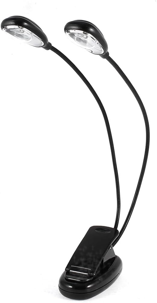 sourcing map doble brazo flexible con clip usb 2x3 led luz lampara de escritorio negro para el ordenador portatil