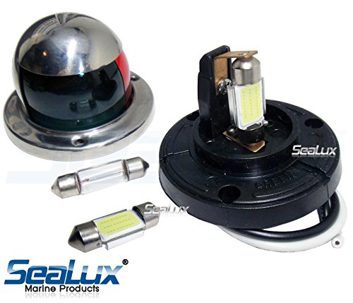 SeaLux Marine 180 deg 31mm Festoon 9 LEDs Cool White Navigation Bulbs for Masthead / Stern Light / Navigation Lights / Anchor Lamp (pair)