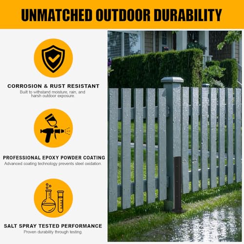 6 PCS Fence Post Repair Kit, Thickened Fence Post Repair Stakes for 4x4/6x6 Wood Posts, Heavy Duty Steel Fence Post Anchor Stabilizer for Fixing Tilted/Broken Wooden Fence Post Support