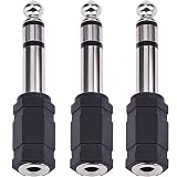 eBoot 6.35 mm Audio Stereo Plug to 3.5 mm Stereo Headphone Jack Adapter, Pack of 3