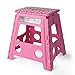 ACKO Folding Step Stool for Adults and Kids 16 Inch Stool Non Slip Step Stool Folding Heavy Duty Plastic Foldable Stepstool, Step Stools Hold Up to 300lb Stepping Stool Pink 1 Pack