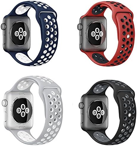 Apple Watch Band 38/42MM,RUIYI 4PCS Sport Silicone Replacement Band Strap for iwatch series 1/2 Edition