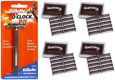 7 O'Clock PII Trac II Razor + Colonel Ichabod Conk Trac II Blade Cartridges 10 ct. (Pack of 4) + FREE Schick Slim Twin ST for Sensitive Skin