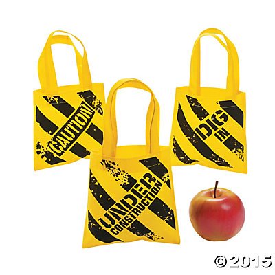 Construction Zone Mini Tote Bags - 12 ct by Party Supplies