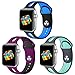 Haveda Sport Bands Compatible for Apple Watch 44mm/42mm, Breathable Silicone Replacement for Apple Watch, iWatch Series 4/3/2/1, Women Men Kids 44mm/42mm S/M Black/Blue, Fushcia/Black, Grey/Teal