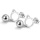 Fashion Cute 925 Sterling Silver Animal Cat Bell Moon Stud Earrings For Women Earrings 5 Styles Not Allergic Fine Jewelry Gift