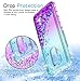 LG G7 ThinQ Case, LG G7 Case for Girls Women, LeYi Cute Shiny Glitter Moving Quicksand Clear TPU Protective Phone Case Cover for LG G7 / LG G7 ThinQ ZX Teal/Purple