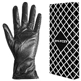 Women's Winter Sheepskin Gloves Full Hand Touch Screen Texting Warm Driving Locomotive Leather Gloves 100% Cashmere Lining