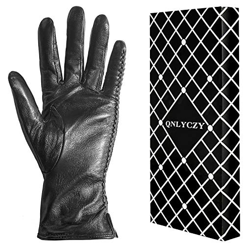 Women's Winter Sheepskin Gloves Full Hand Touch Screen Texting Warm Driving Locomotive Leather Gloves 100% Cashmere Lining