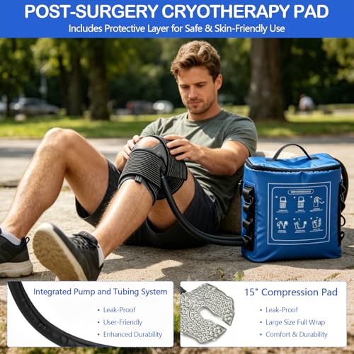 Dispositivo per Crioterapia con Timer, Sistema Portatile da 18L per Ginocchio, Spalla & Articolazioni, Circolazione di Acqua Fredda con Fascia di Compressione, per Recupero & Riduzione del Gonfiore