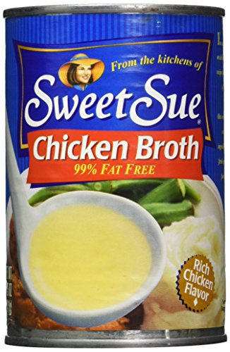 SWEET SUE Canned Chicken Broth, 14.5 Ounce Cans (Pack of 24), Fat Free, Great for Chicken Noodle Soup or Chicken and Rice Soup, Packaged Chicken Broth for Use in Chicken Creations,