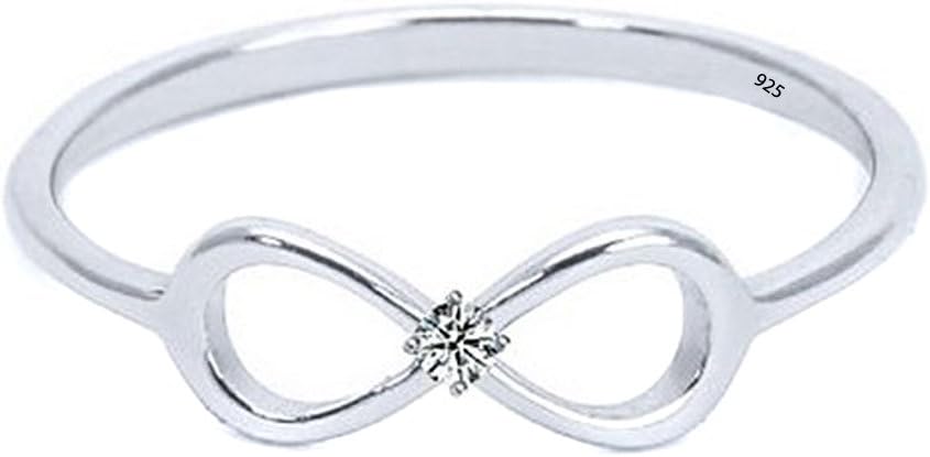 Heavy Casted 925 Sterling Silver Infinity Ring-Centered CZ Stone Available in Sizes 4-10 (4)