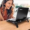 Zwini Laptop Cooling Pad 12"-17" Laptop Cooler Stepless Speed Fan Ultra Quiet Cooling Pad Stand with 5 Fans at 1400 RPM LED light 2 USB Ports
