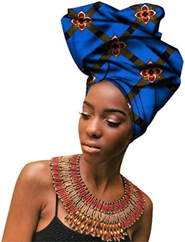 Chien Multi-color Urban Ladies Hair Accessory Headband,Bazin Wax Print Wrap Tie Scarf, African Head Scarf Gele Ipele For Women Lady Extra Long 20''x 70'' (Mixed color 07)