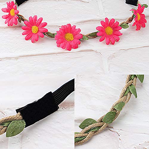 image for handrong 24PCS Multicolor Flower Crown Headband, Daisy Headpiece Brida