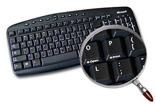 REPLACEMENT ENGLISH US KEYBOARD STICKERS ON BLACK BACKGROUND