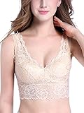 Intimate Portal Women Madison Lace Bra - Full Coverage Lightly Padded Wire Free Bralette Beige 36C