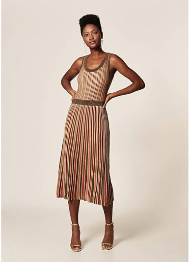 vestido midi tricot lurex