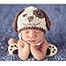 Zeroest Baby Photography Props Photo Shoot Outfits Crochet Costume Infant Boy Girl Knitted Puppy Hats Shoes (Beige)