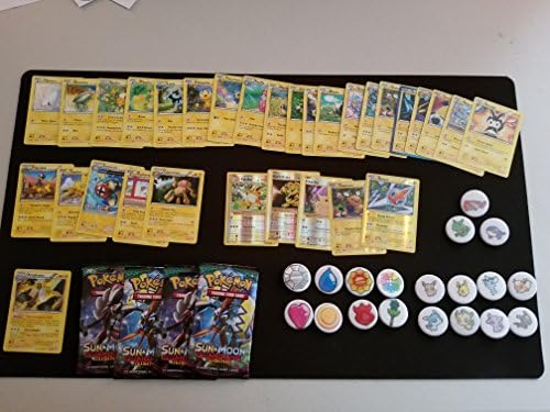 25 Electric Pokemon Cards Lot with 5 FOILS, 5 RARES AND 1 HOLO! PLUS 4 Booster Packs, Kanto Badge set, Eevee evoution Pin set, and 3 random pins! BUNDLE (NO DUPLICATES)