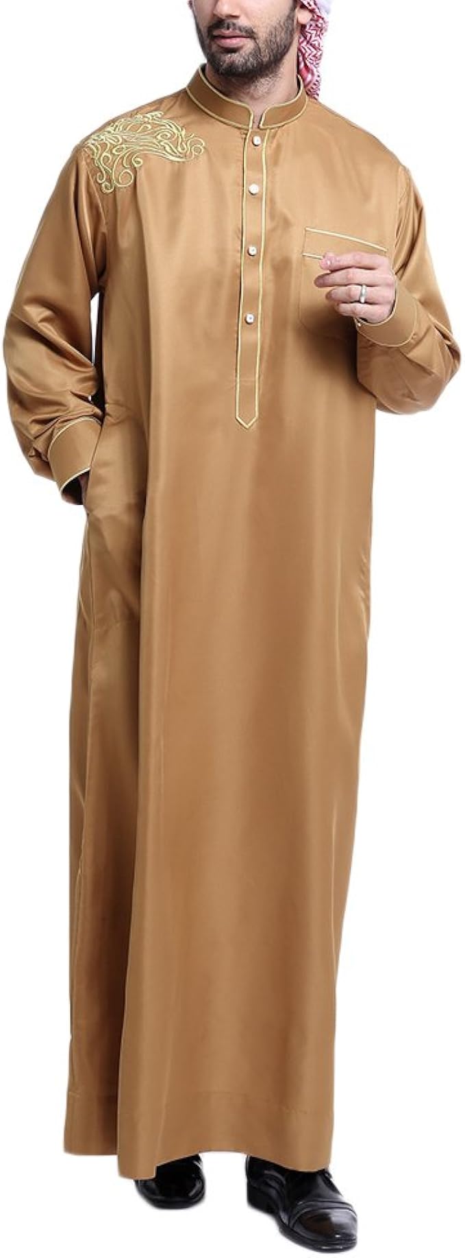 Bmeigo Herren Muslim Embroidered Robe Turkish Dubai Thawb Amazon.de