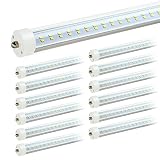 JESLED 8ft LED Light Bulbs - Single Pin Fa8 Base, T8 T10 T12 8 ft LED Tube, 50w, 5000k Daylight, 6000lm (100-130w Equivalent), 96" Dual Row LED Replacement for 8Foot Fluorescent Fixtures (Pack of 12)