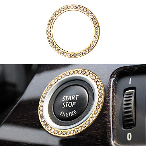 1797 Compatible Engine Caps for BMW Accessories Parts Start Stop Button Covers Decal Bling Interior Decorations 3 5 6 7 Series X5 X6 Z4 E90 F30 E60 F10 E63 F01 E70 E71 E72 E89 Women Men Crystal Gold