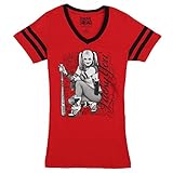 Suicide Squad Harley Quinn Lucky You V-Neck Jrs Tee (L, Red)